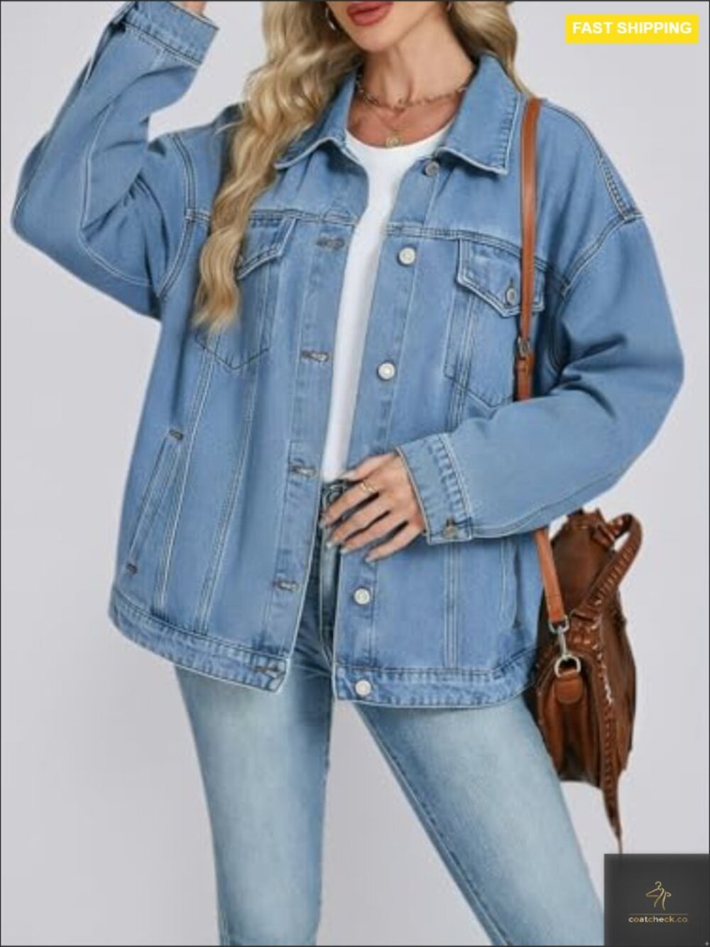 Oversized Boyfriend Denim Jacket Loose Fit Shacket Spring Trendy - Picture 5 of 7